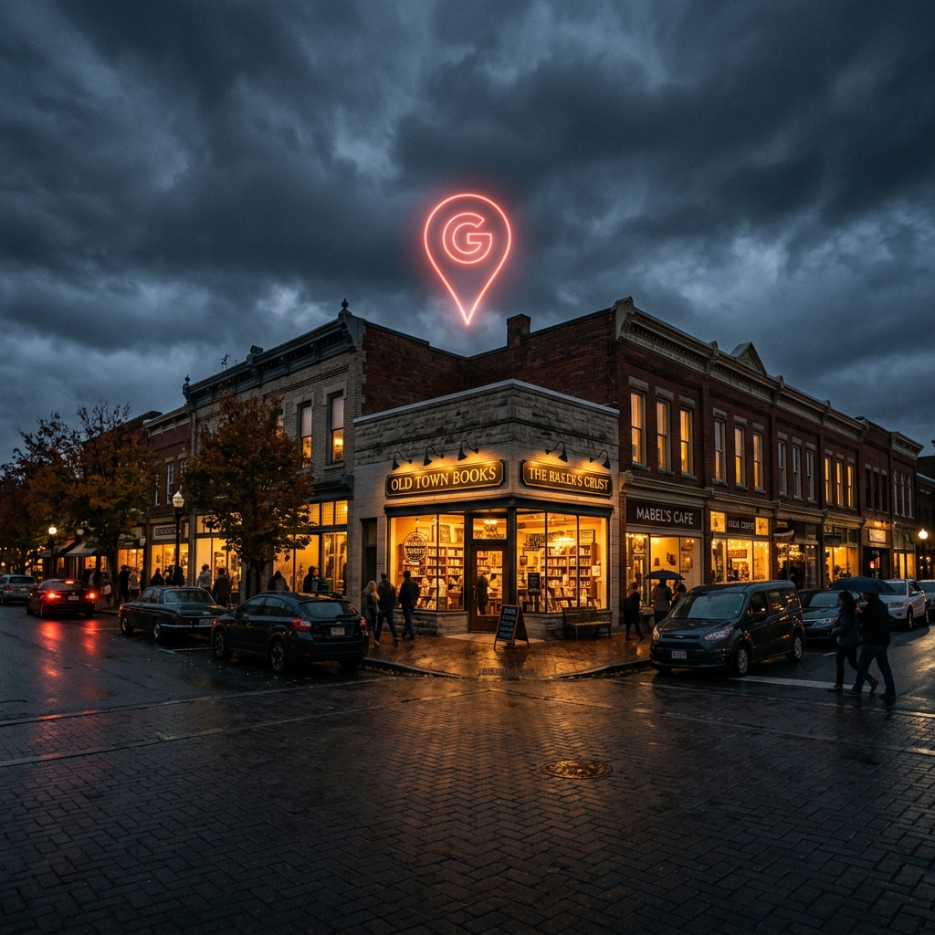 Local SEO dashboard and search visibility visuals for a service business